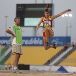 Sara Martínez Puntero, en la prueba de salto de longitud T12 del Mundial de Atletismo Doha 2015.