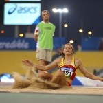 Sara Martínez Puntero, durante la prueba de salto de longitud T12 del Mundial de Atletismo Doha 2015.