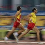 Manuel Garnica durante la prueba de los 800 metros T11 del Mundial de Atletismo Doha 2015.