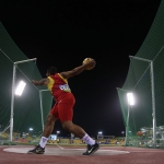 Kim López, durante la prueba de lanzamiento de disco T12 en el Mundial de Atletismo Doha 2015.