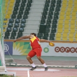 Kim López, durante la prueba de lanzamiento de disco T12 en el Mundial de Atletismo Doha 2015.