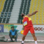 Kim López, en un intento de la prueba de lanzamiento de disco T12 del Mundial de Atletismo Doha 2015.