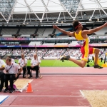Xavi Porras, participando en salto de longitud en el Campeonato del Mundo de Atletismo Paralímpico de Londres.