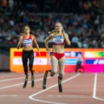 Sara Andrés, durante la prueba de los 400 metros T44 en el Campeonato del Mundo de Atletismo Paralímpico de Londres.