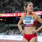 Sara Andrés, tras la prueba de los 400 metros T44 durante el Campeonato del Mundo de Atletismo Paralímpico de Londres.