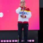 Sara Andrés, en el podio con el bronce de los 400 metros T44 durante el Campeonato del Mundo de Atletismo Paralímpico de Londres.