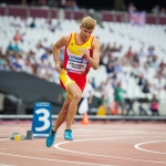 José Luis Fernández Taular, en la prueba de los 400 metros T12 en el Mundial de Atletismo Paralímpico de Londres.