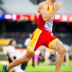 José Luis Fernández Taular, corriendo la final de los 400 metros T12 en el Mundial de Atletismo Paralímpico de Londres.