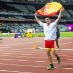 Héctor Cabrera consigue la medalla de bronce en lanzamiento de jabalina F13 durante el Campeonato del Mundo de Atletismo Paralímpico de Londres.