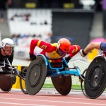 Jordi Madera, participando en las series de 5.000 metros T54 en el Mundial de Atletismo Paralímpico Londres 2017.