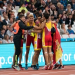 El equipo español del Relevo 4x100 T11-T13 en el Campeonato del Mundo de Atletismo Paralímpico Londres 2017.