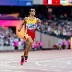 Joan Munar, durante la prueba del Relevo 4x100 T11-T13 Campeonato del Mundo de Atletismo Paralímpico Londres 2017.