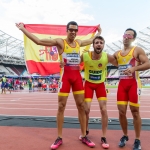 Martín Parejo y Joan Munar, tras la prueba del Relevo 4x100 T11-T13 Campeonato del Mundo de Atletismo Paralímpico Londres 2017.