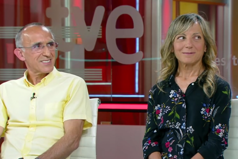 Lorenzo y Mari Carmen, durante el programa en los estudios de Teledeporte