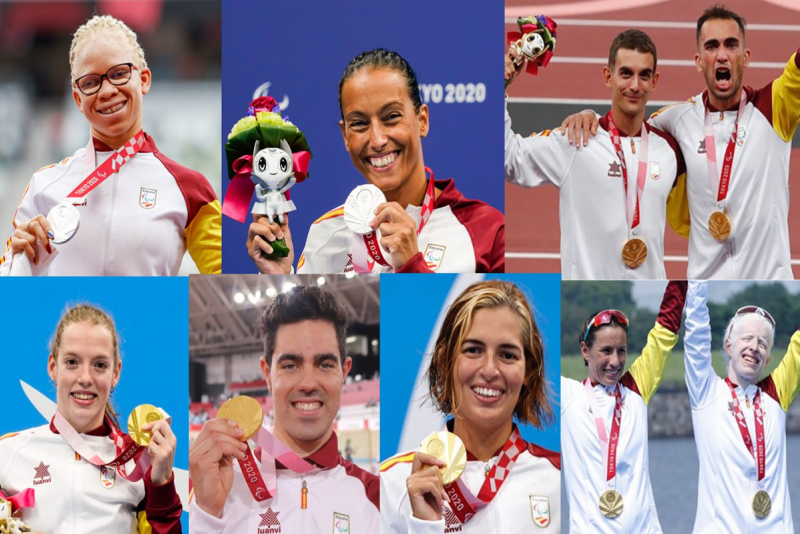 Montaje con las fotos de varios de los medallistas en los Juegos Paralímpicos de Tokio 2020