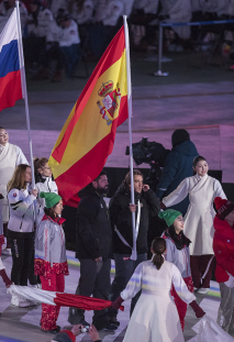 Imagen de Jon Santacana y Miguel Galindo, abanderados de España en la Ceremonia de Clausura de los Juegos Paralímpicos de Invierno Pyeonchang 2018