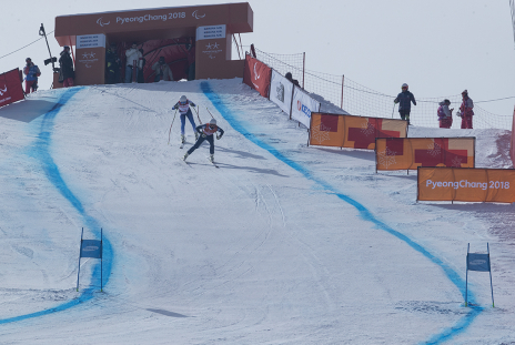 Imagen de Jon Santacana y Miguel Galindo, cuartos en la prueba de descenso de los Juegos Paralímpicos de Pyeongchang 2018.