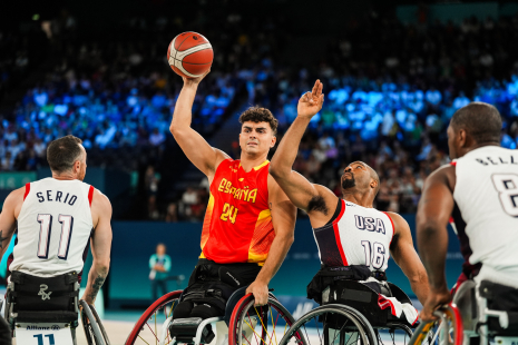 El equipo español durante el partido contra EEUU