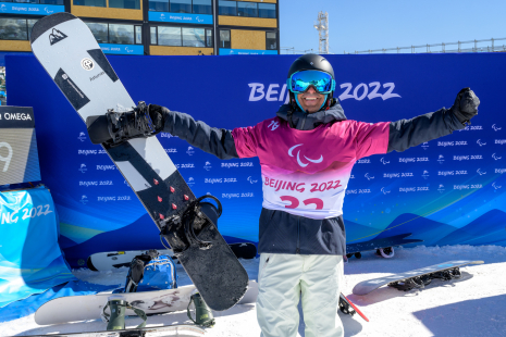 Retrato de Vic González tras el entrenamiento en el Genting Snow Park de Zhangjiakou JJPP Pekín 2022