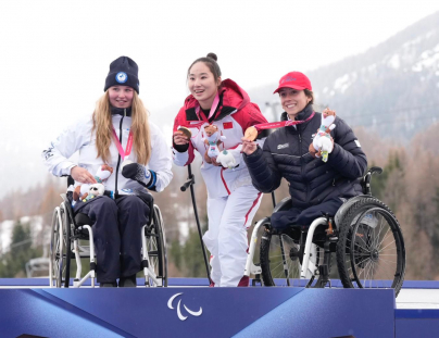 Audrey Pascual medalla de bronce en el pódium del slalom, Milán Cortina 2026