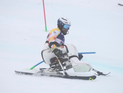 Javier Marcos en la 1ª manga del slalom, Milán Cortina 2026