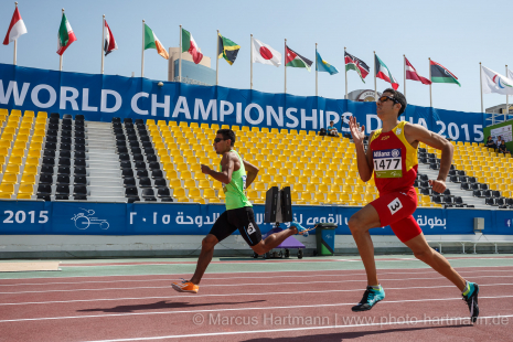 Joan Munar, en la prueba de 400 metros T12 del Mundial de Atletismo Doha 2015.