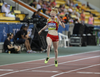 Melany Berges, durante su participación en una de sus pruebas en el Mundial de Atletismo Doha 2015.