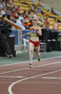 Melany Berges, durante su participación en una de sus pruebas en el Mundial de Atletismo Doha 2015.