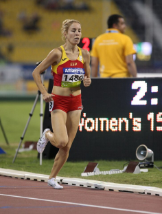 Elena Congost, durante la prueba de 1500 metros T12 del Mundial de Atletismo Doha 2015.