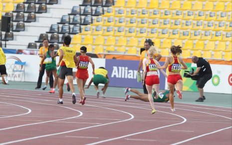Relevo 4x100 T11-T13 femenino, bronce en el Mundial de Atletismo Doha 2015: Lia Beel y David Alonso, Sara Martínez, Melany Berges y Sara Fernández.