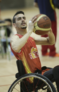 Fran Lara, durante una concentración y entrenamiento con la selección española de baloncesto en silla.