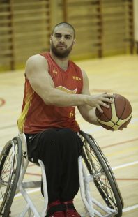 Jordi Ruiz, durante una concentración y entrenamiento con la selección española de baloncesto en silla.