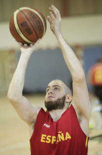 José María Avendaño, durante una concentración y entrenamiento con la selección española de baloncesto en silla.