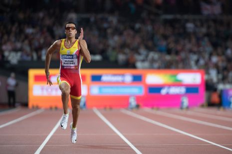 Joan Munar, durante la prueba de los 100 metros T12 durante el Campeonato del Mundo de Atletismo Paralímpico de Londres.