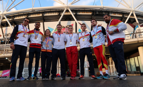 Medallistas españoles Mundial de Atletismo Paralímpico Londres 2017: Joan Munar, Deliber Rodríguez, Sara Andrés, Héctor Cabrera, Sara Martínez, Gerard Descarrega, Marcos Blanquiño y Kim López.
