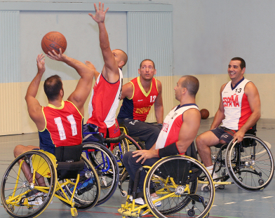 Entrenamiento de la selección española masculina, previo al Europeo de Baloncesto en Silla de Ruedas de Wetzlar (Alemania) 2007.