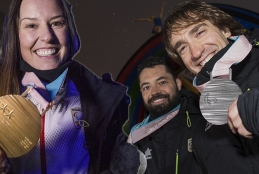 Astrid Fina, Miguel Galindo y Jon Santacana con sus medallas en Pyeongchang
