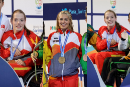 Marta y Michelle, en el podio con las medallas de oro