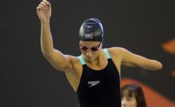 Sarai Gascn antes de nadar el 50 libres s9 Glasgow 2015