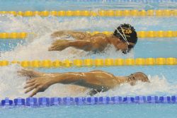 Israel Oliver durante la fase clasificatoria de natacin