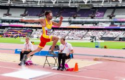 Xavi Porras participa en salto de longitud en el Campeonato del Mundo de Atletismo Paralmpico de Londres.