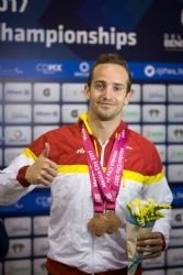 David Levecq gana la medalla de bronce en 100 metros libre S10 durante la segunda jornada del Mundial de Natacin Paralmpica de Mxico 2017.