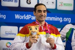 Miguel Luque consigue la medalla de plata en 50 metros braza SB3 durante la cuarta jornada del Campeonato del Mundo de Natacin Paralmpica Mxico 2017.