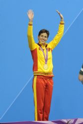 Michelle Alonso Medalla de oro en 100 metros braza.