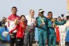 Podio maratn de Rio 2016. Elena Congost (oro), Misato Michisita (plata) y Edneusa de Jesus Santos (bronce)