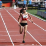 Sara Martínez Puntero, en los 100 metros (clase T12) en el Mundial de Lyon 2013.